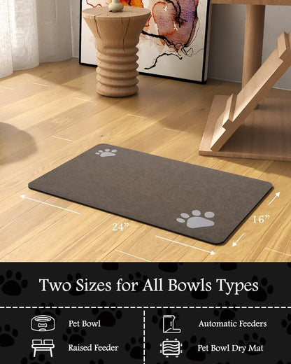 PADOOR Pet Feeding Mat-Absorbent Dog Mat for Food and Water Bowl-No Stains Easy Clean Dog Food Mat-Quick Dry Water Dispenser-Puppy Supplies Accessories