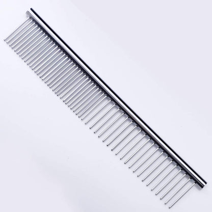 ZoCr Stainless Steel Pet Comb for Dogs Cats, Pet Grooming Comb with Different Spaced Rounded Teeth (Golden)