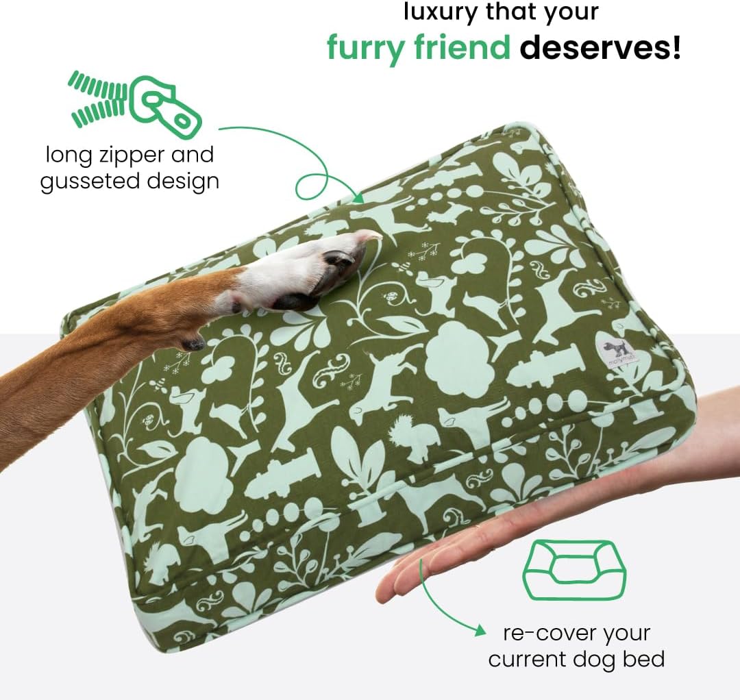 Molly Mutt Medium to Large Dog Bed Cover- Forever Young Print - Measures 27”X36”X5’’ - 100% Cotton - Durable - Breathable - Sustainable - Machine Washable Dog Bed Cover (Dd82b)