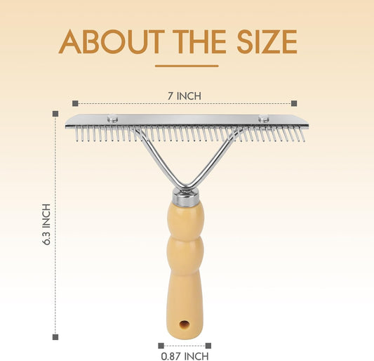 Metal Handheld Carpet Rake for Fluffy Plush, Pet Hair Removal Tool, Reusable Cat & Dog Hair Remover Comb, Brush Scraper Broom for Shag Rugs, Home Cleaning - Efficient Pet Hair Pickup