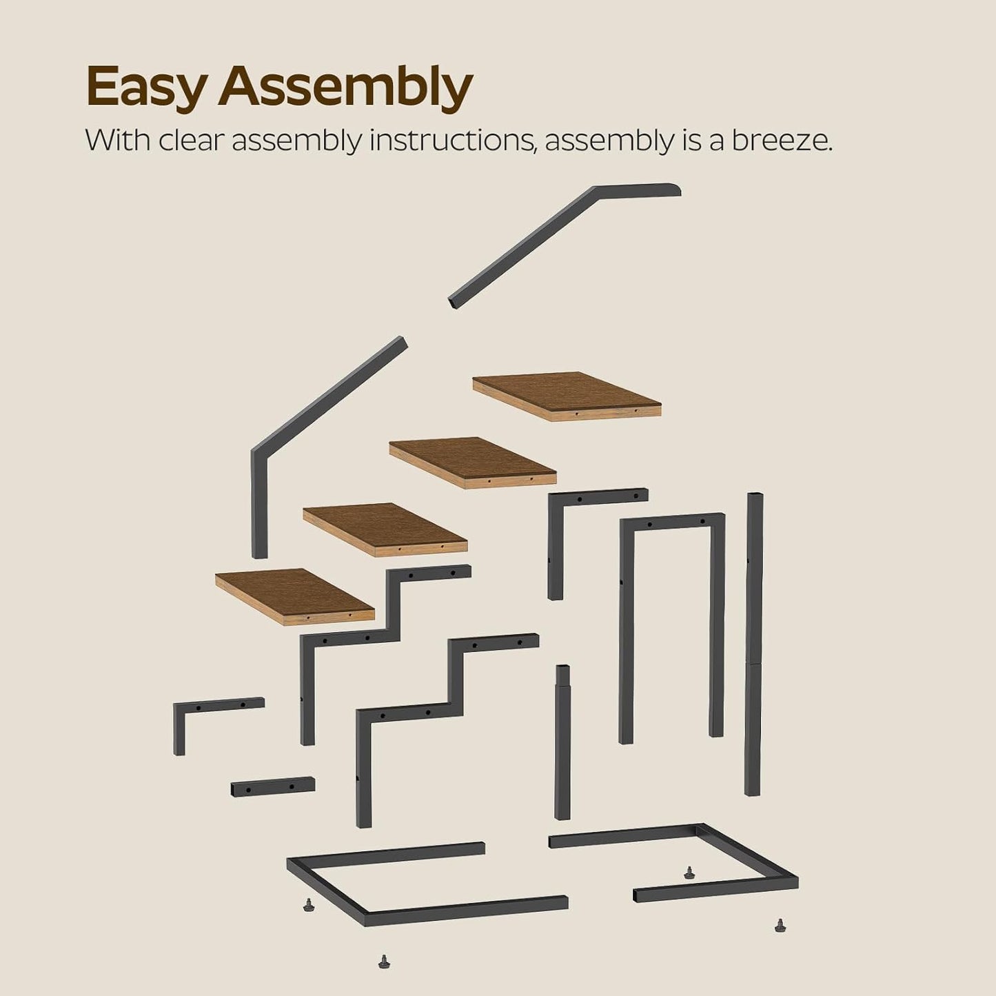 YATINEY Dog Stairs for Small Dogs, 4-Steps Dog Steps for High Beds and Couch, 20.5”H Pet Steps with Non-Slip, Rustic Brown and Black LT01BR