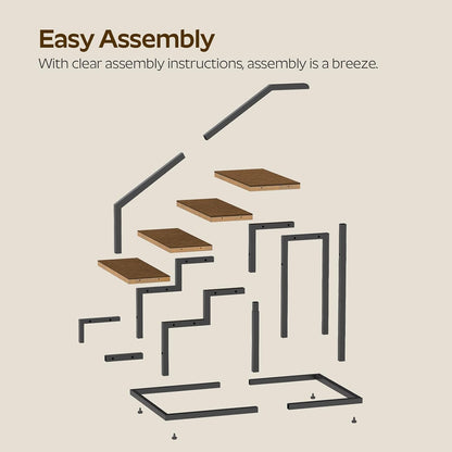 YATINEY Dog Stairs for Small Dogs, 4-Steps Dog Steps for High Beds and Couch, 20.5”H Pet Steps with Non-Slip, Rustic Brown and Black LT01BR