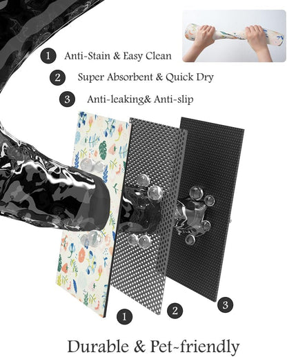 PADOOR Pet Feeding Mat-Absorbent Dog Mat for Food and Water Bowl-No Stains Easy Clean Dog Food Mat-Quick Dry Water Dispenser-Puppy Supplies Accessories