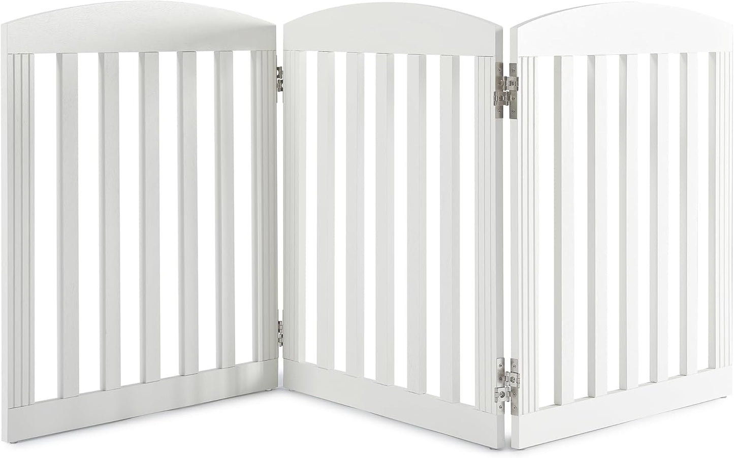 SPIRICH 96" Extra Wide 28" Tall Wooden Freestanding Foldable Dog Gate, Pet Gate Indoor, 4 Panels, White