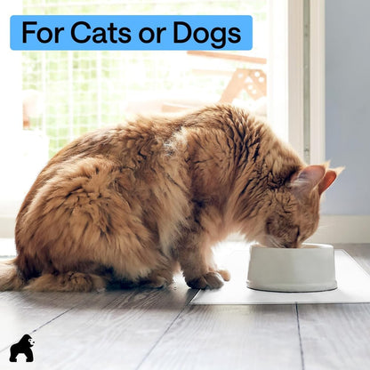 GORILLA GRIP 100% Waterproof Raised Edge BPA Free Silicone Pet Feeding Mat, Dog Cat Food Mats Contain Spills Protects Floors, Placemats for Cats and Dogs Water Bowl, 18.5x11.5, Gray