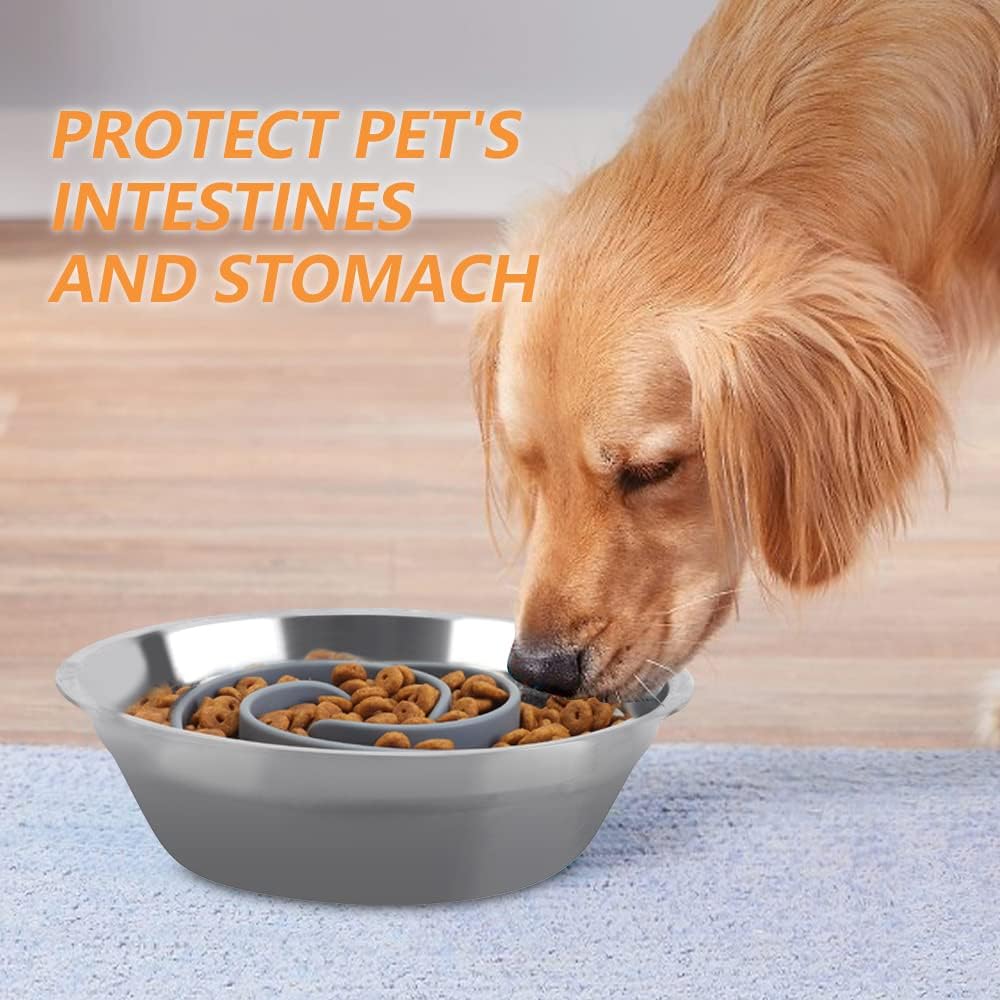 Slow Feeder Dog Bowls Insert, Animire Soft Silicone Slow Eating Dog Food Bowl for Small, Medium and Large Dogs, Compatible with Regular and Elevated Bowls
