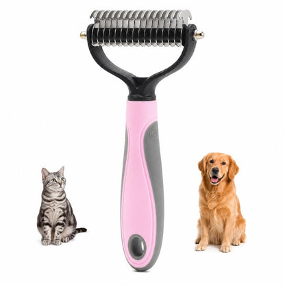 Pet Knotter Dog Grooming, Professional Deshedding Brush Cat Brushes for Shedding Comb Remove Loose Hair Undercoat Fur and Knots Safely Double Sided Dematting Detangler Remover Removing Flea Rake