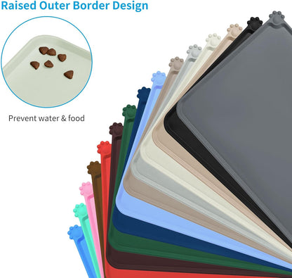 AUDWUD Silicone Waterproof Pet Feeding Mats,Anti Slip Bowl Pad,Dog Mat for Food and Water