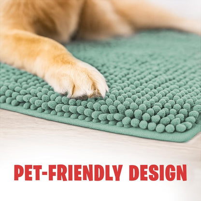MudGuard Mat™ Dog Door Mat for Muddy Paws, Super Absorbent Microfiber, Non-Slip Indoor Mat, Quick Dry Chenille Mud Mat for Dogs & Entryway, Washable, Grey 19" x 30"