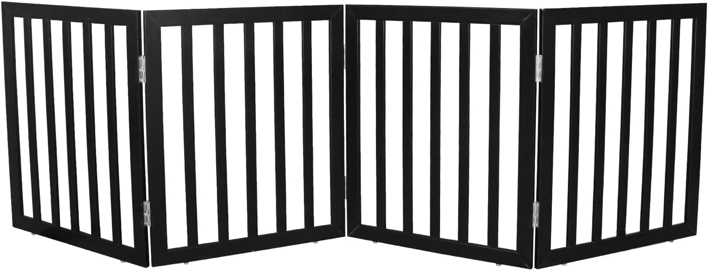 Dog Gate Indoor, Freestanding Dog Fence for The House, Doorways, Hallways,or Stairs,Pet Gate Foldable Wooden,Expandable 24" Height 3 Panels,White