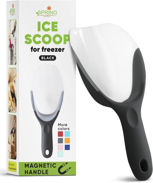 Spring Chef Dog Food Scoop, Contoured Translucent Flexi-Plastic Pet Food Scooper with Soft Grip Handle, Kitchen Magnetic Ice Scoop for Freezer, Ice Machine, Popcorn, Flour, Coffee Bean - Mint