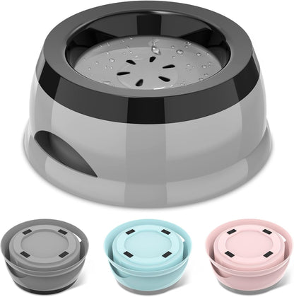 25oz Slow Drink Dog Water Bowl, No Spill Water Bowl for Dogs Cats, Non-Splash No Mess Puppy Kitten Water Feeder, Carried Portable Base for Vehicle Car,Travel,Home (Small/Medium Pets) - Pink