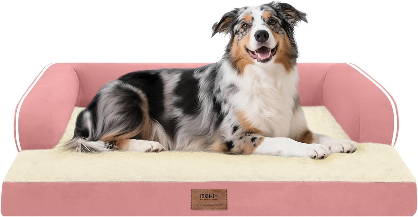 Large Dog Bed Orthopedic Washable - Beds Bolster - Medium XL XLarge Big Dogs - Memory Foam Couch Sofa - Waterproof with Removable Cover