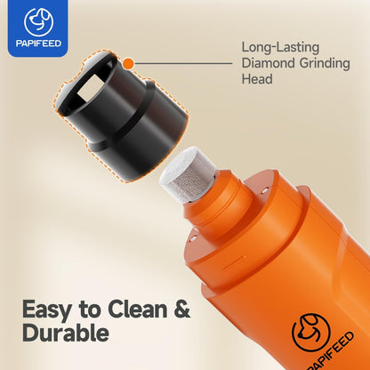 PAPIFEED Dog Nail Grinder with LED Light, Ultra Quiet 3-Speed Electric Nail File for Small Medium Large Dogs & Cats, Rechargeable Pet Nail Grinder with Trimmer (Orange)
