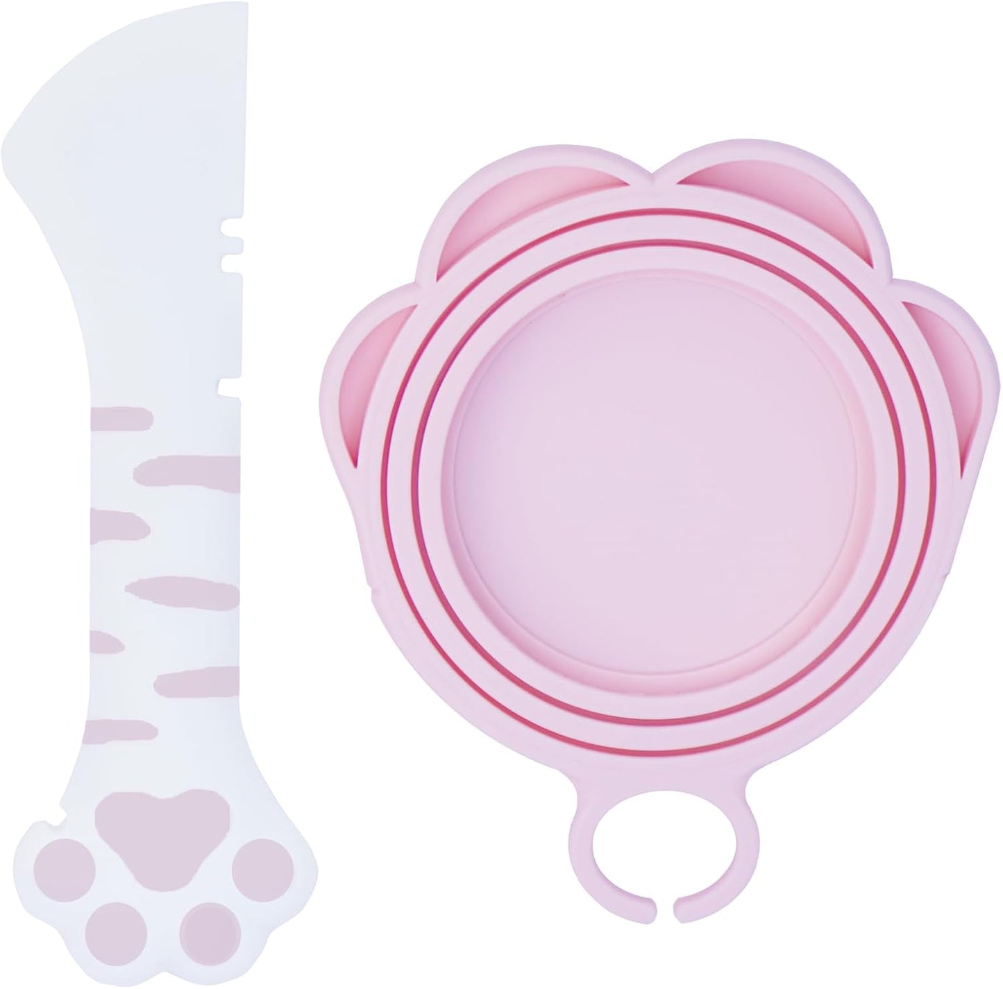 Meow&Woof Cover for Pet Can Food/Cat Wet Food Spoon/Lid for Dog Cans/Cute Paw Shape One Lid One Spoon Pack (Gray)