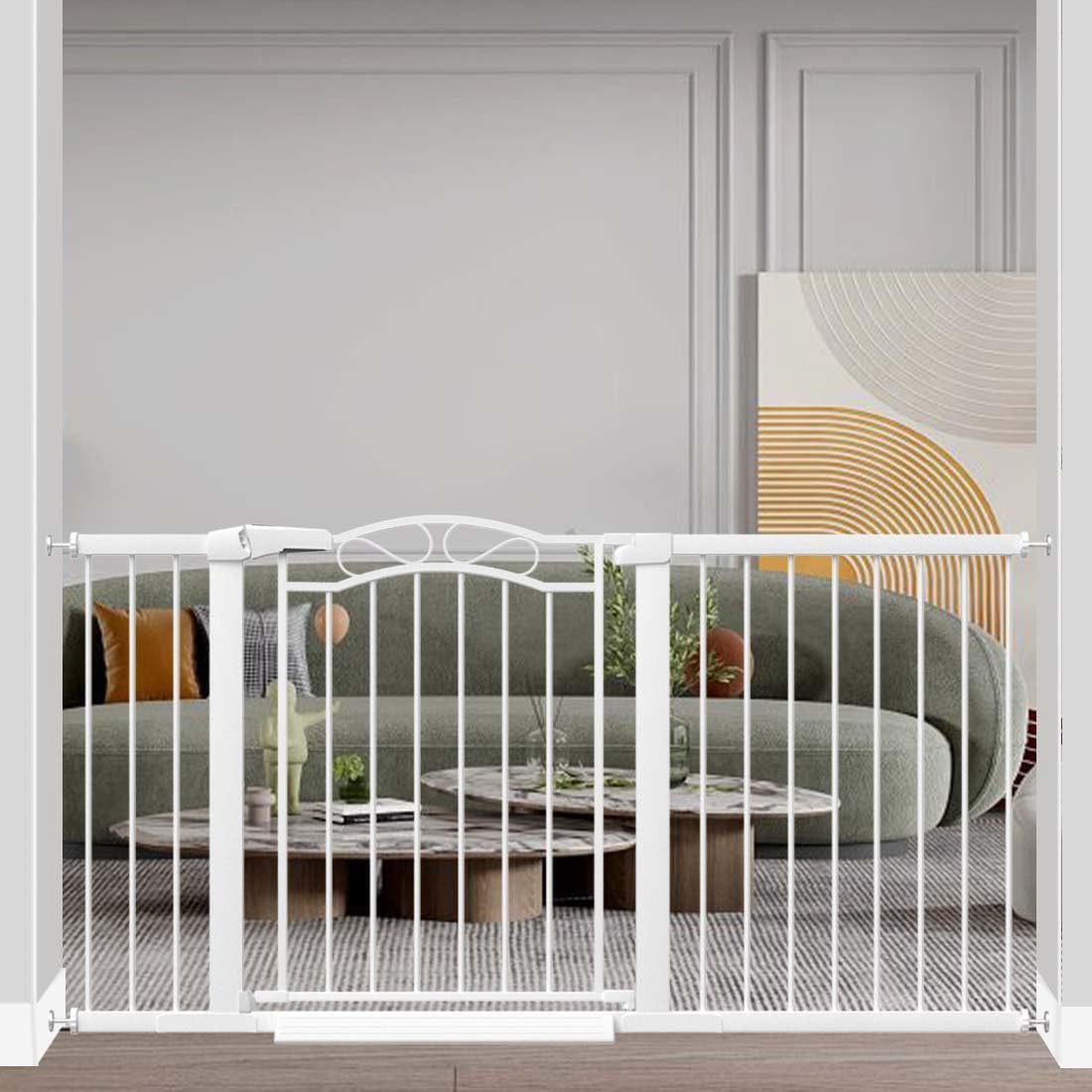 Fairy Baby 68.1"-70.8" Extra Wide Press Mounted Baby Gate Indoor for Kids Or Pets Walk Thru No Drill Long Dog Gates for The House Doorway Child Safety Gate