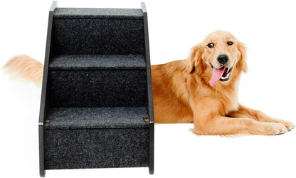 MEWANG Wooden Pet Stairs – 3 Levels, Portable, Removable Dog Steps for Small to Medium Dogs, Holds Up to 110 lbs