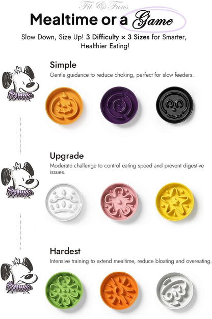 LE TAUCI Dog Bowls Slow Feeder Ceramic, 1.5 Cup Slow Feeding Bowl for Small and Medium Breed, Puzzle Dog Food Bowl for Fast Eater, Maze Purple