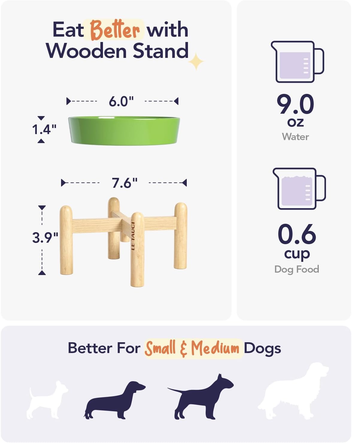 LE TAUCI Dog Bowls Slow Feeder Ceramic, 1.5 Cup Slow Feeding Bowl for Small and Medium Breed, Puzzle Dog Food Bowl for Fast Eater, Maze Purple