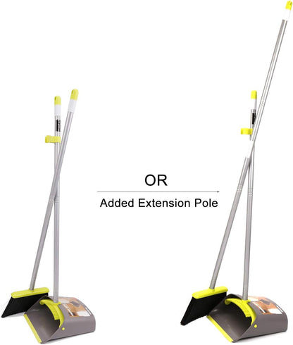 TreeLen Broom and Dustpan Set with 52" Long Handle for Home Kitchen Room Office Lobby Floor Use Upright Stand Up Stand Up Broom with Dustpan Combo