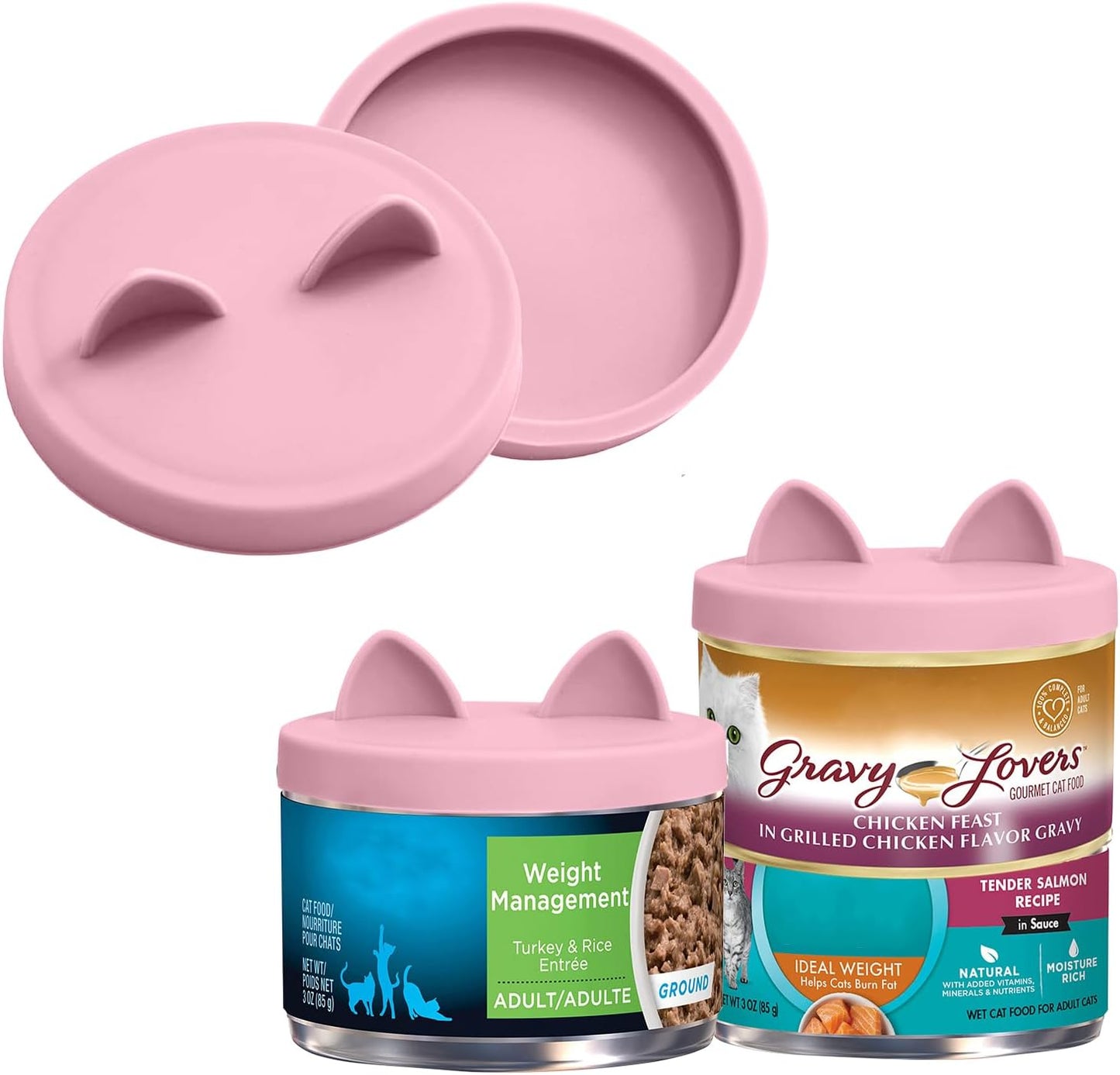 OHMO 2 Pack Cat Food Can Lids, Small Size (3 oz) Silicone Pet Food Can Lids Covers for 3 oz Cat Food Cans, Light Green