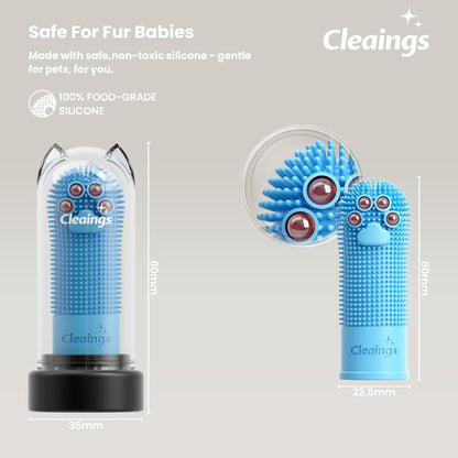 Dog Finger Toothbrush with Flavor Burst Beads, 360° Silicone Dog Toothbrush Kit for Dogs & Cats, Deep Teeth Cleaning, (36 Beads per Brush), No Pet Toothpaste Needed - 2 Pcs Chicken Flavor