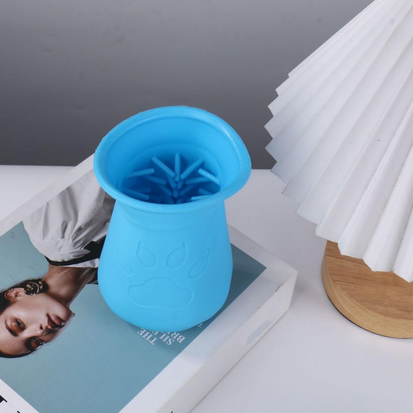 1Pc Silicone Pet Bristle Grooming Tool - Portable Blue Pet Foot Washer Cup for Muddy Paws, Soft Paw Cleaner for Dogs & Cats, Easy to Clean