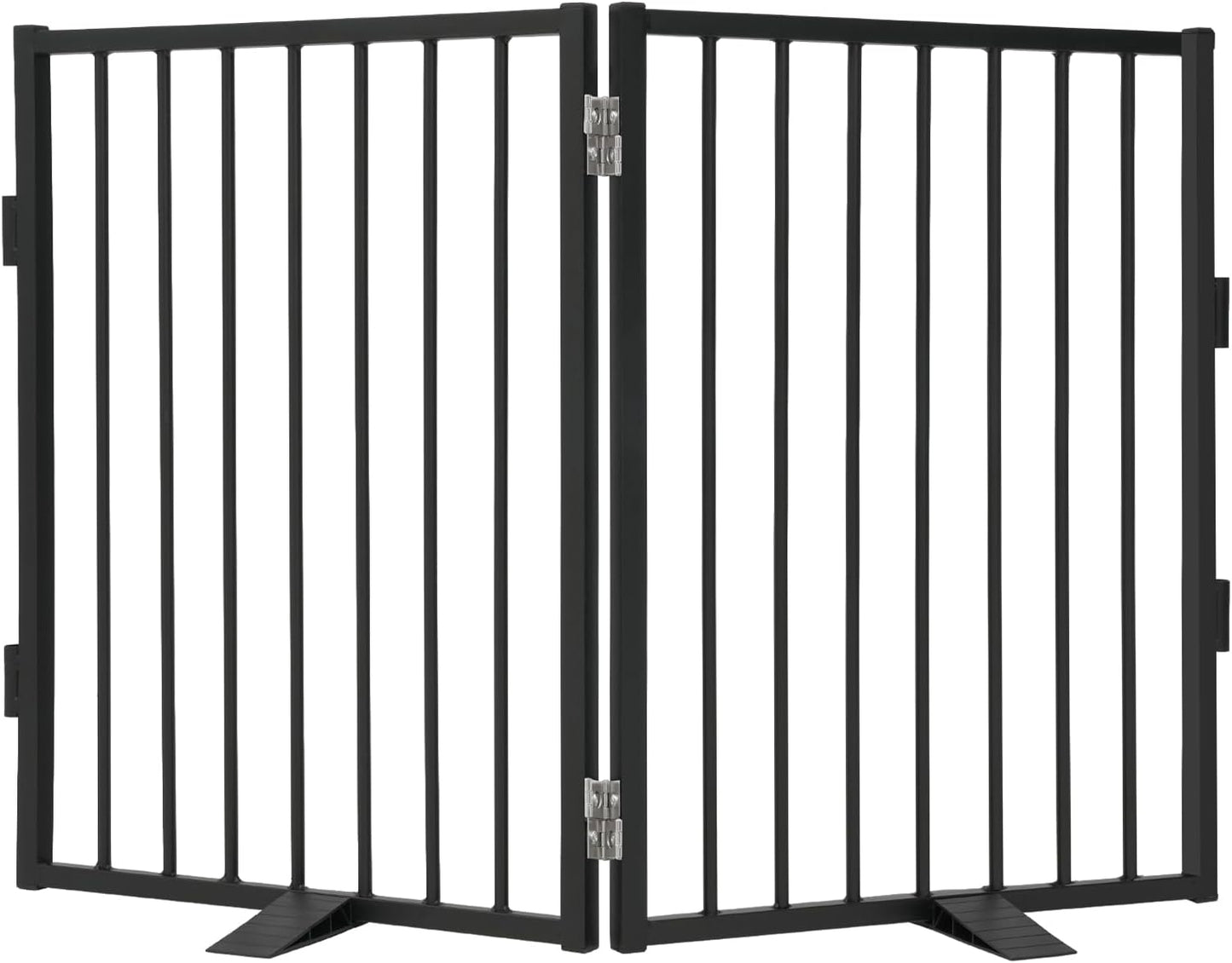 Snagle Paw Full Metal Freestanding Dog Gate,Indoor Dog Gate with Floor Protect Support Feet, 40x24 Inches Foldable Dogs Barrier for Stairs, Hallways and Doorways (24'' H 2 Panel, White