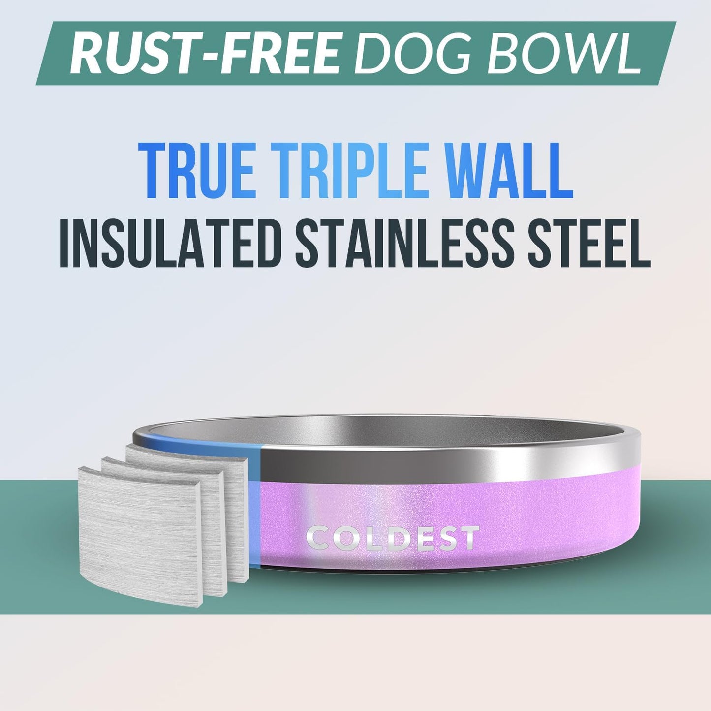 Coldest Dog Bowl - Anti Rust Metal, Non Slip, 3 Layers Insulated Stainless Steel Dog Bowls - Spill Proof & Heavy Duty - Water Bowl for Dogs, Cats & Pets, Dish Washer Safe (21 oz, Stealth Black)