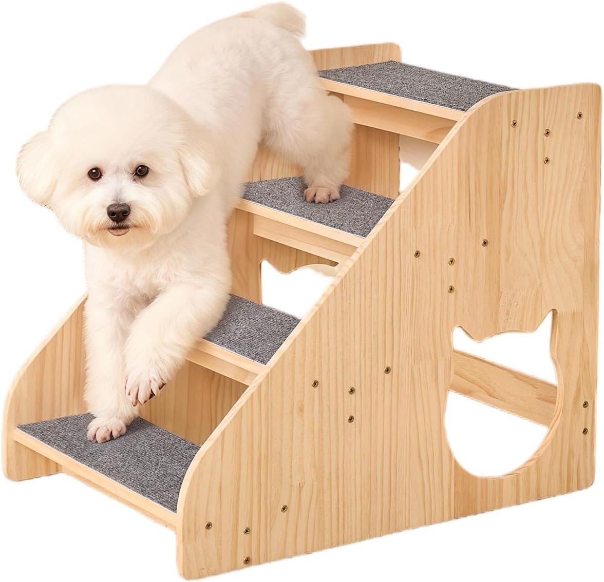 Dog Stairs for Small Medium Large Dogs 14.17" H Load Capacity 150lbs Solid Wood Non-Slip Sturdy Pet Steps for Bed & Couch 3 Step 15.75 * 16.93 * 14.17"