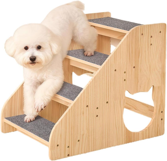 Dog Stairs for Small Medium Large Dogs 14.17" H Load Capacity 150lbs Solid Wood Non-Slip Sturdy Pet Steps for Bed & Couch 3 Step 15.75 * 16.93 * 14.17"