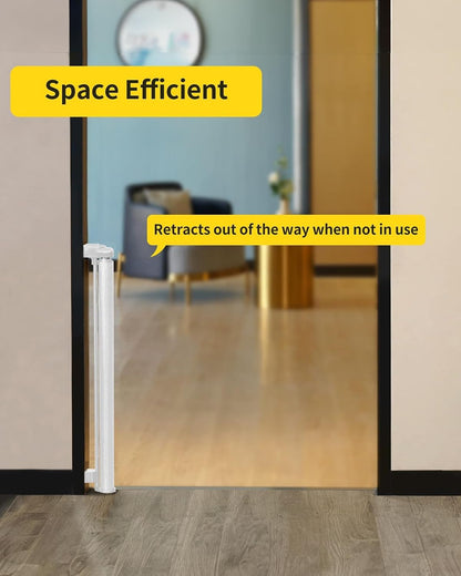 Retractable Baby Gate,Mesh Baby Gate or Mesh Dog Gate,33" Tall,Extends up to 71" Wide,Child Safety Gate for Doorways,Stairs,Hallways,Indoor/Outdoor（White,33"x71"）