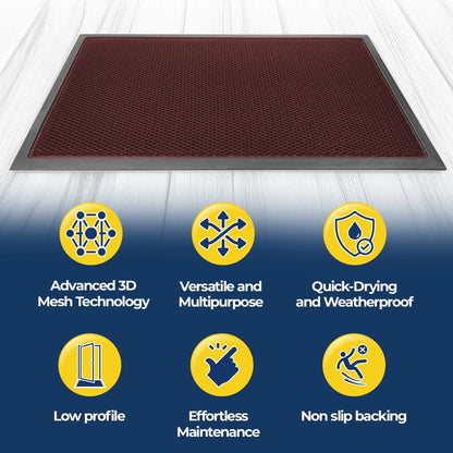 Muddy Mat® Meshy Mat™ Door Mat Heavy-Duty Quick-Dry Floor Mat, Sand & Dirt Trapper for Indoor & Outdoor, Ideal for Entrance, Mudrooms,Patios & Garages,Low-Profile,Non-Slip,Washable– Black 17"x30"x0.4"