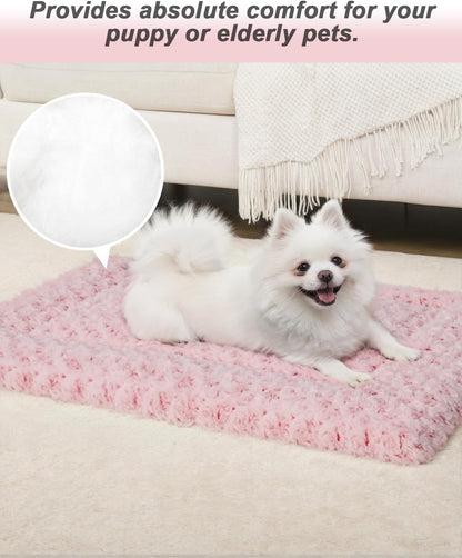 Washable Dog Bed Mat Ultra Soft Dog Crate Pad Comfy Fluffy Pet Kennel Beds Sleeping Mattress for Large Jumbo Medium Small Dogs, 36 x 23 Inch, Gray