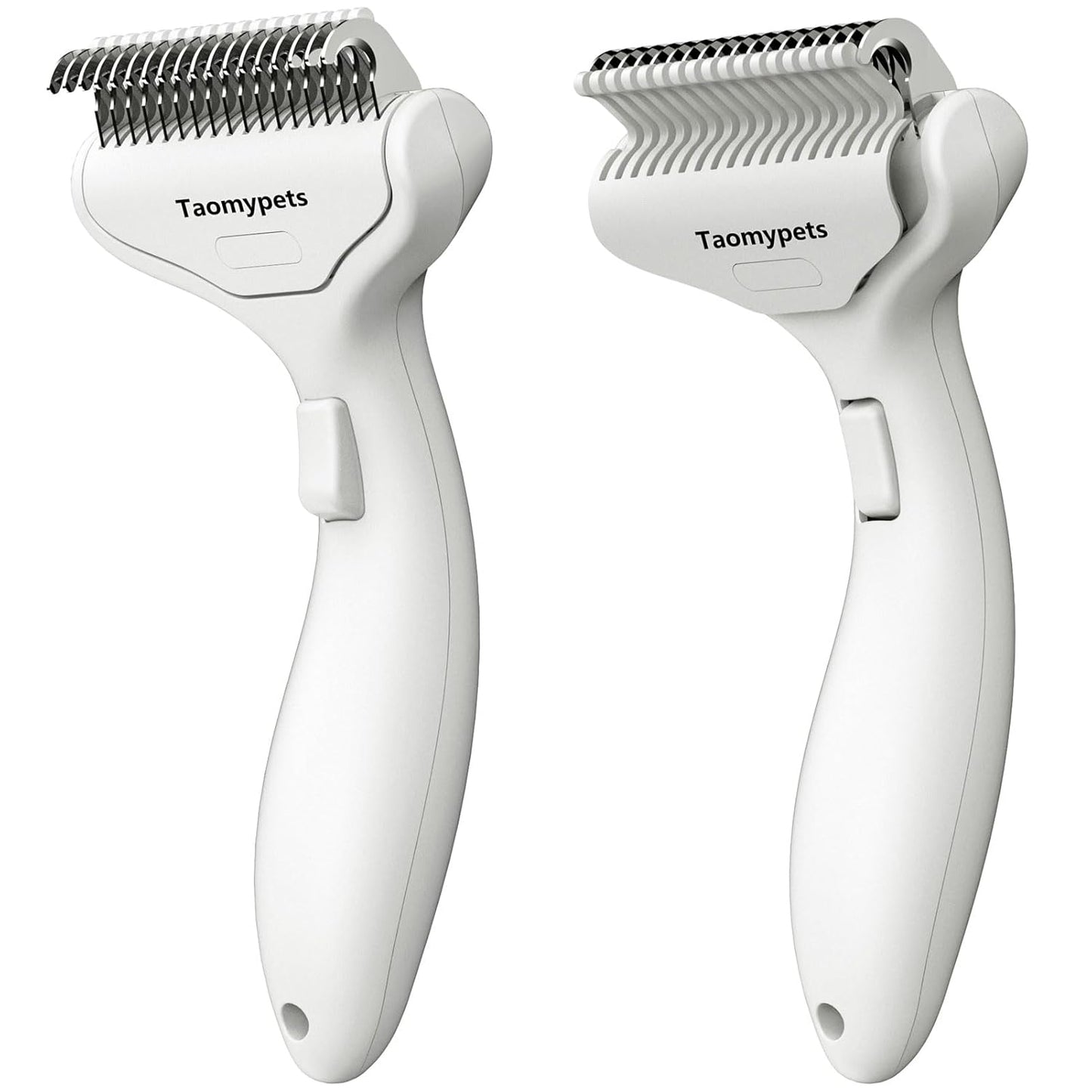 Self Cleaning Grooming Rake Brush for Shedding Gently Removes Loose Undercoat Mats Tangled Deshedding Grooming Tool for Dogs Cats Extra Wide (White)