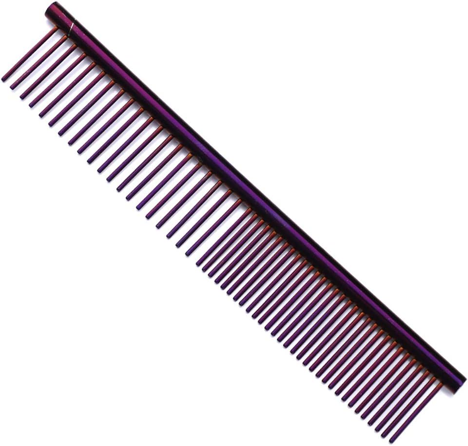 ZoCr Stainless Steel Pet Comb for Dogs Cats, Pet Grooming Comb with Different Spaced Rounded Teeth (Golden)