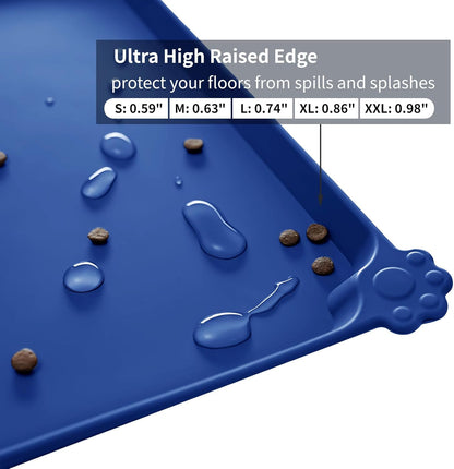 Reopet Waterproof Pet Feeding Mat, Non-Slip Silicone Placemats for Dog Cat Food and Water Bowl, High Raised Edges to Prevent Spills and Protect Floors