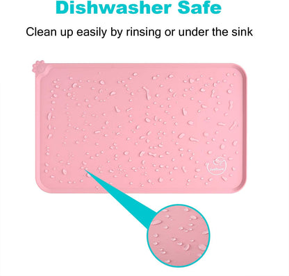 Silicone Waterproof Dog Cat Pet Feeding Mats, Non Slip, Easy Clean Pet Dog Cat Bowl Mats Placemat (18.5" x 11.5") Green