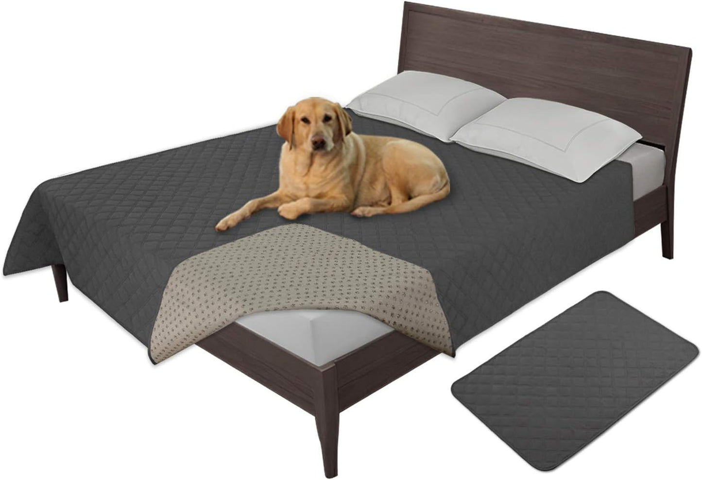 Easy-Going 100% Waterproof Dog Bed Cover, Non-Slip Pet Blanket for Furniture, Washable Couch Cover, Repleasement Sofa Cover (68x82 in,Gray)