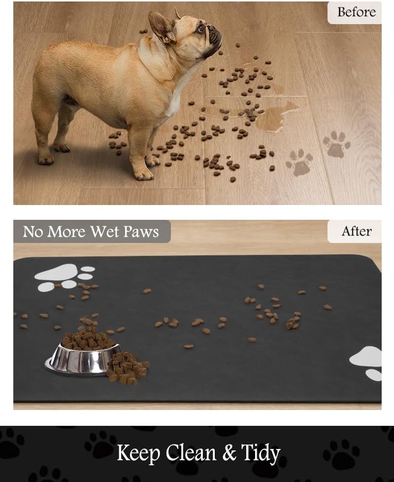 PADOOR Pet Feeding Mat-Absorbent Dog Mat for Food and Water Bowl-No Stains Easy Clean Dog Food Mat-Quick Dry Water Dispenser-Puppy Supplies Accessories