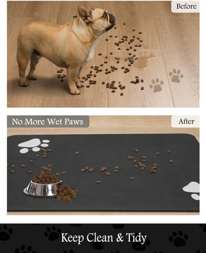 PADOOR Pet Feeding Mat-Absorbent Dog Mat for Food and Water Bowl-No Stains Easy Clean Dog Food Mat-Quick Dry Water Dispenser-Puppy Supplies Accessories