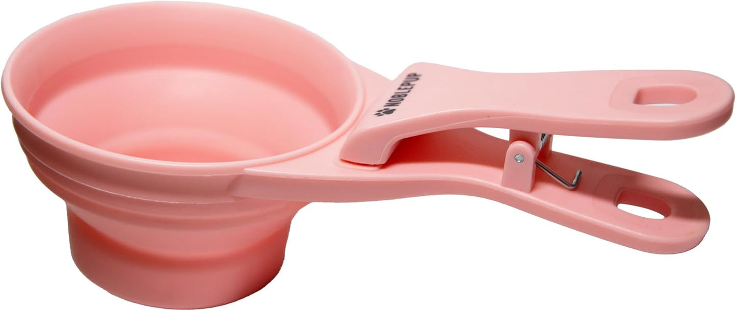 MeasureMate Pet Food Scoops with Bag Clip for Dog and Cat - 3-in-1 Multi-Function Collapsible Food Measuring Cup - 1 Cup Capacity, 8oz, Green - Dishwasher Safe