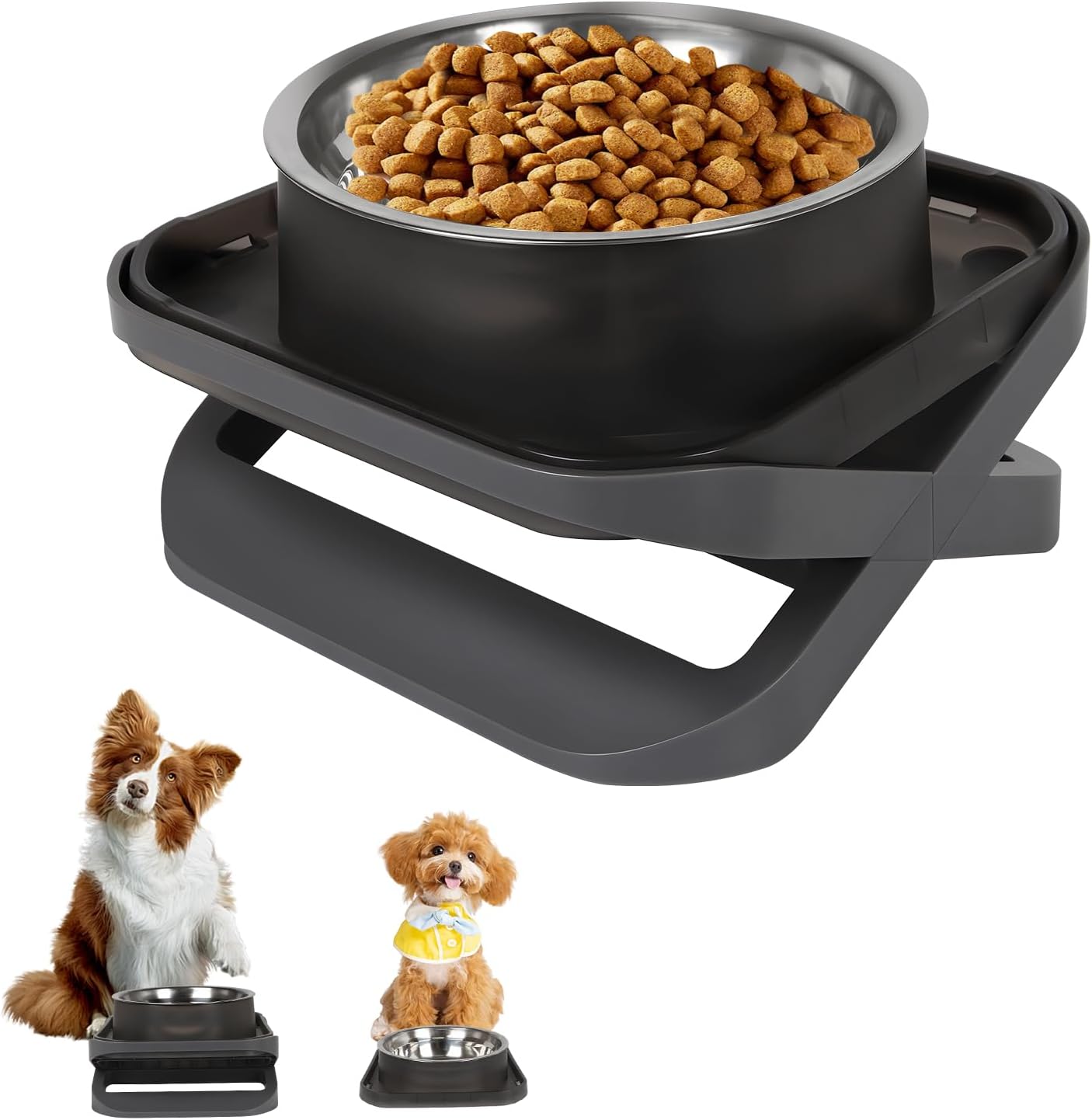 Elevated Dog Bowls, Stainless Steel Raised Dog Bowl with No Spill Dogs Food & Water Bowl for Small Medium Breed, Neater Dogs Feeding Station Non-Slip Water Bowls Set of 2 with Stand for Pet