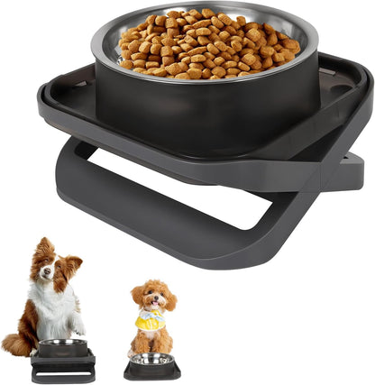 Elevated Dog Bowls, Stainless Steel Raised Dog Bowl with No Spill Dogs Food & Water Bowl for Small Medium Breed, Neater Dogs Feeding Station Non-Slip Water Bowls Set of 2 with Stand for Pet