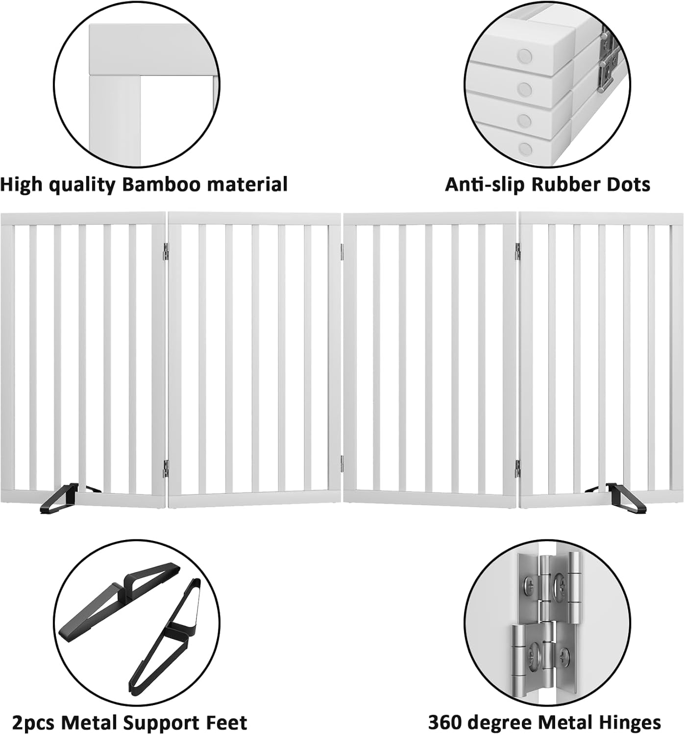 Dog Gate 32" Tall Foldable Dog Gate for Doorways Freestanding Pet Gate for Dogs Indoor (Walnut, 3 Panel)