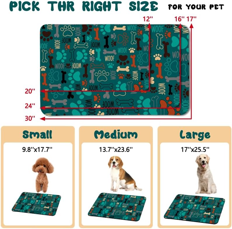 Dog Food Mats for Floors Waterproof, Pet Water Bowl Mats Pet Feeding Absorbent Placemats Plaid 12 * 20 inch