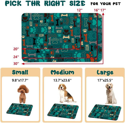Dog Food Mats for Floors Waterproof, Pet Water Bowl Mats Pet Feeding Absorbent Placemats Plaid 12 * 20 inch
