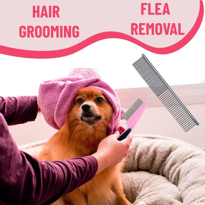 Dog Brush Grooming Kit 5PCS - Dog Brush for Shedding,Puppy Brush and Flea Comb for Dogs, Slicker Brush Comb and Dog Hair Brush Set Blue, Grooming at Home or Travel
