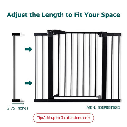 BABELIO Baby Metal Gate Extension with Wood Pattern, 5.5'' Extra Wide Pet Gate for Stairs & Doorways, Pressure Mounted Baby Gate Dog Gate, No Tools Required, 30'' Tall