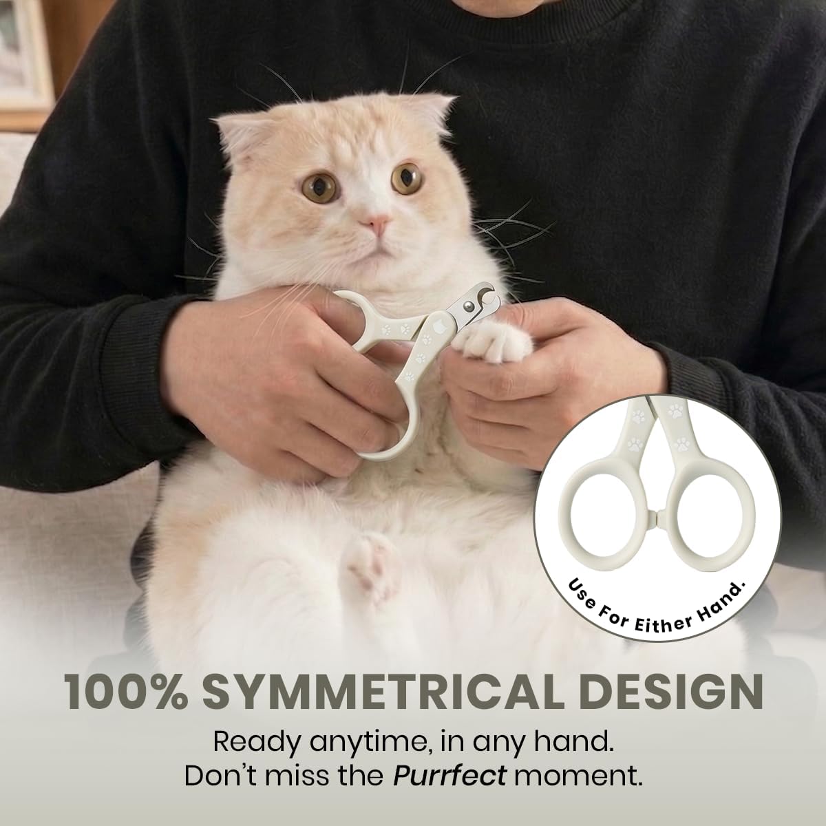 Necoichi Purrcision Feline Nail Clipper | Lever Principle Cat Nail Clipper | Butter-Smooth Cuts | Made in Japan, Seki Swordsmith Craftsman | Stainless Steel Cat Claw Trimmer for Indoor Cats (White)